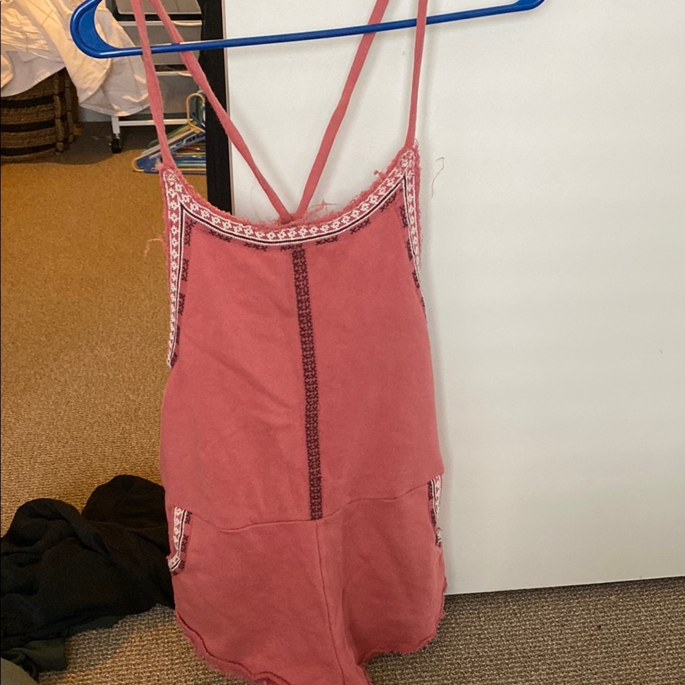 Free People Pink Embroidered Romper